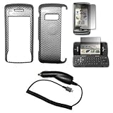 Carbon Fiber Snap-On Cover Hard Case Cell Phone Protector + LCD Screen Protector + Rapid Car Charger for LG enV Touch VX11000 [Accessory Export Brand]