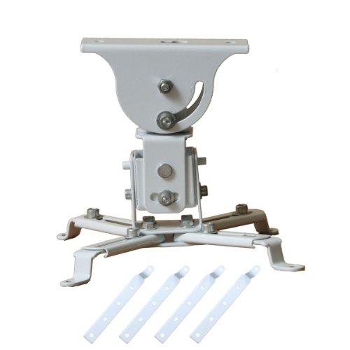 Best Price VideoSecu Universal LCD/DLP Projector Ceiling Mount Bracket White Fits Both Flat or Vaulted Ceiling with 4 Extension Adaptors PJ2WE55 1YG
