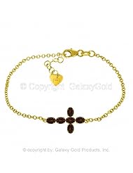 Garnet Cross Bracelet in 14k Yellow Gold
