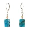 Earrings - E337 - Genuine Chrysocolla Gemstone and Swarovski (tm) Crystal ~ Sm Rectangle