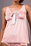 Silk Knit Baby Doll - pink with gray lace