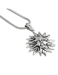 Jewelry: Stainless Steel Necklaces, Mens Pendant-Necklaces Snake Apollo Helios Sun 4CM Silver Black Epinki - Epinki