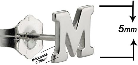 M Initial letter one piece "M" earring stud sterling silver 925 (not a pair)