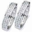 14kt White Gold Alluring Double Row Diamond Hoop Earrings