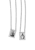 Stainless Steel Square Scapular Black and White - Made in Brazil
