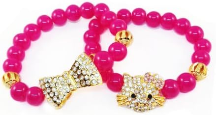 NEW Pink Gold Rhinestone Hello Kitty Bracelets