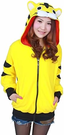 SZTALE Cosplay Hoodie Costumes Plush Animal Hooded Jacket Yellow Tiger L