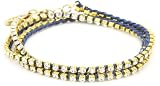 Ettika Gold Colored 3x Wrap Rhinestone Crystal Blue Tennis Bracelet