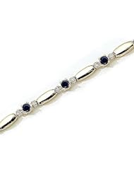 10kt Yellow Gold Round Blue Sapphire and Diamond Bracelet