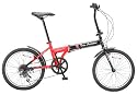 Lamborghini(ランボルギーニ) 20インチシマノ6段変速折りたたみ自転車[折りたたみハンドル/46Tギア/前後フェンダー標準装備] レッド/ブラック LAM-FDB206 ST