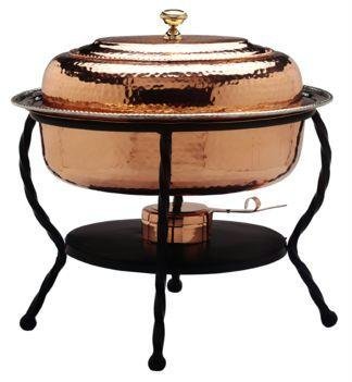 Exclusive By Old Dutch 16.5 x 12.5 x 18 Oval Decor Copper Chafing Dish 6 Qt.