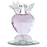 GLASS LOVEBIRDS LOVE BIRDS CRYSTAL HEART FIGURINE NEW
