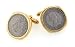 Gold plated cufflinks set with genuine Queen Elizabeth II sixpence coins with presentation box. Made in the U.S.A
