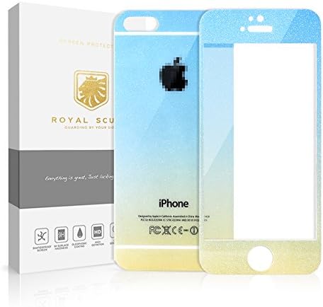 Royal Scuta Front+Back Mirror Tempered Glass Film Screen Protector for iPhone 5/5S/5C (Blue for iPhone 5S)