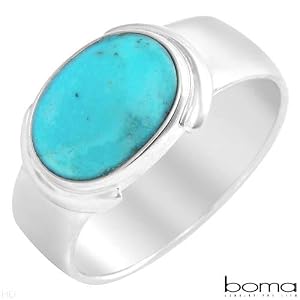 BOMA Elegant and Beautiful Ring With Genuine Turquoise Beautifully Designed in 925 Sterling silver Size 9