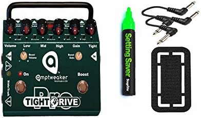 Amptweaker Pedals Tight Drive Pro Overdrive Pedal Bundle w/ 4 free Items: StageTrix Setting Saver Pen, StageTrix Pedal Fastener, 2x Hosa Patch Cables