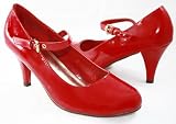 RED Patent Maryjane Shoes Snow White Rockabilly Women's