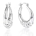Sterling Silver Stamped Hoop Earrings W/Fluted Center