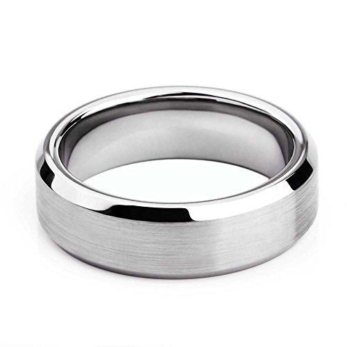 Silver Tungsten Rings Brushed Comfort Fit Wedding Band