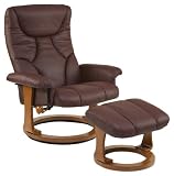 Dutailier Ultramotion Oslo European Classic Recliner Chair and Ottoman Set, Burgundy