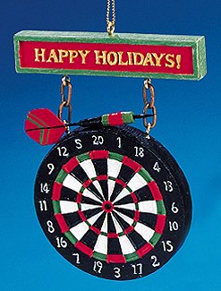 "Happy Holidays!" Dartboard With Dart Christmas Ornament 4" #W1737