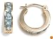 14k Yellow Gold Channel Set Round Coated Blue Topaz Hoop Earrings