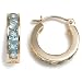 14k Yellow Gold Channel-Set Swiss Blue Topaz Hoop Earrings