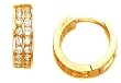 14k Yellow Gold Huggie Earrings With Two Rows Of CZs
