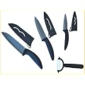 Exclusive 7-part black ceramic knife set with blade protection incl. ceramic peeler