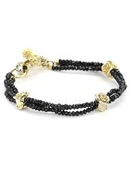 King Baby 3 Strand Black Spinel Bracelet with 18K Vermeil Roses