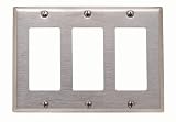 Leviton 84411-40 3-Gang Decora/GFCI Device Decora Wallplate, Stainless Steel