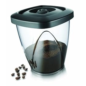 Vacuvin 1.3 Litre Plastic Tinted Coffee Saver Vacuum Sealed Storage Container, Black