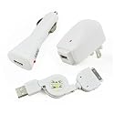 USB Travel Kit with Car Charger, Travel Adapter & Cable for Apple iPod