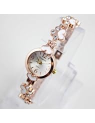 White classtic diamond clover sexy gift rose golden girls ladys womens wrist watch bracelet bangle