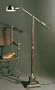 Elegant Wood and Bronze Arm Floor Lamp