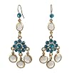 Earrings - E37 - Dangly Flower - Swarovski (tm) Crystal Stones ~ Blue Zircon