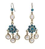Earrings - E37 - Dangly Flower - Swarovski (tm) Crystal Stones ~ Blue Zircon