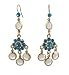 Earrings - E37 - Dangly Flower - Swarovski (tm) Crystal Stones ~ Blue Zircon