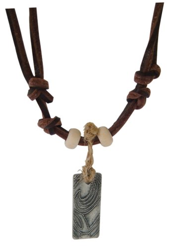 Kahuna KJ017 Gents Embossed Pendant with Brown Self Adjustable Leather Thong