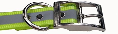 Reflective Poly Nylon Bright Neon Yellow Dog Collar (Large)
