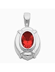14K White Gold Oval Cut Ruby Pendant -- LIFETIME WARRANTY