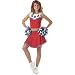 Fancy Dress Costume - Patriotic Cheerleader - Red - Large