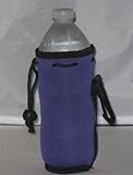 Water Bottle Koozie 2 Pack with Drawstring & Clip, Purple