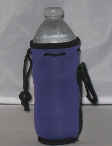 Water Bottle Koozie with Drawstring & Clip, Purple
