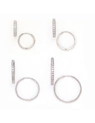 14k White Gold Round CZ Huggie Earrings 19 23 28 33 MM