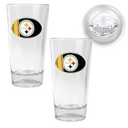 Pittsburgh Steelers 2pc 16oz Pint Ale Glass Set with Football Bottom - Oval Logo NFL Football