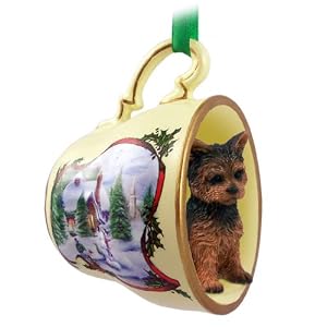 Amazon.com: Yorkshire Terrier Puppy Cut Tea Cup Snowman Holiday ...