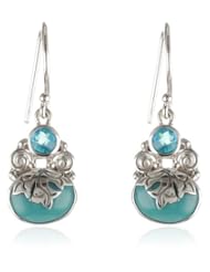 Sajen Sterling Silver Turquoise and Caribbean Quartz Earrings