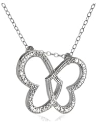 Sterling Silver White Diamond Accent Butterfly Pendant Necklace (0.05 cttw, H-I Color, I1-I2 Clarity), 18"