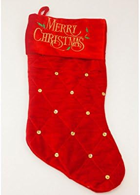 Holiday Seasons Embroidered Merry Christmas Embellished Stocking - Red